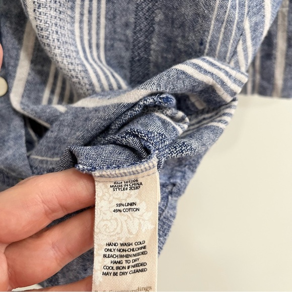 Soft Surroundings Striped Button Down Tunic Top Linen Cotton Blend Size Large - Picture 9 of 9